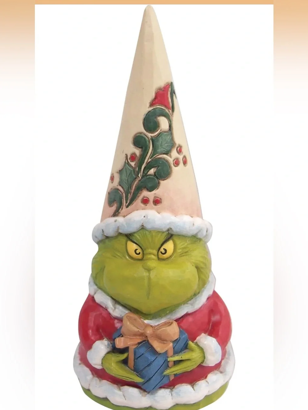 NIB Jim Shore Dr. Seuss The Grinch $45 Gnome Holding a Gift Figurine, 5.5 Inch